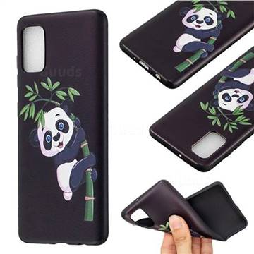 Bamboo Panda 3D Embossed Relief Black Soft Back Cover for Samsung Galaxy A41