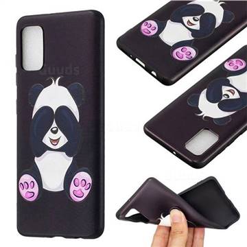 Lovely Panda 3D Embossed Relief Black Soft Back Cover for Samsung Galaxy A41