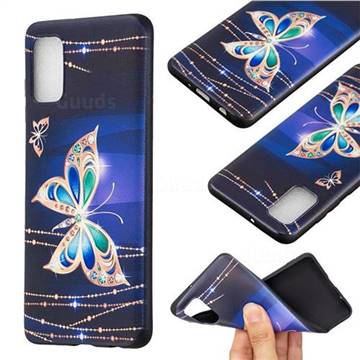 Golden Shining Butterfly 3D Embossed Relief Black Soft Back Cover for Samsung Galaxy A41