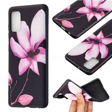 Lotus Flower 3D Embossed Relief Black Soft Back Cover for Samsung Galaxy A41