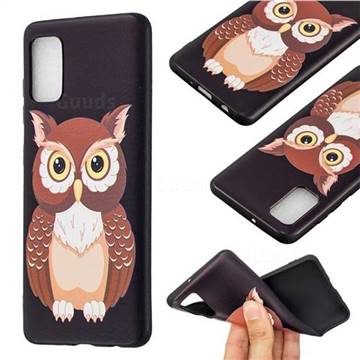 Big Owl 3D Embossed Relief Black Soft Back Cover for Samsung Galaxy A41