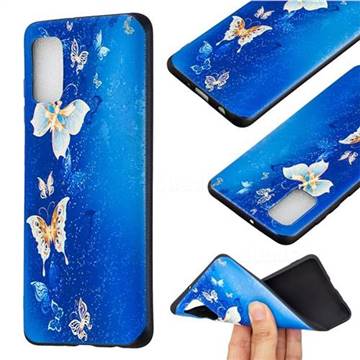 Golden Butterflies 3D Embossed Relief Black Soft Back Cover for Samsung Galaxy A41