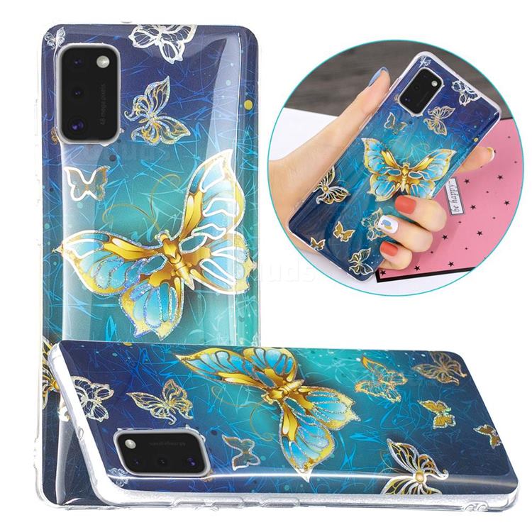 Golden Butterfly Painted Galvanized Electroplating Soft Phone Case Cover for Samsung Galaxy A41