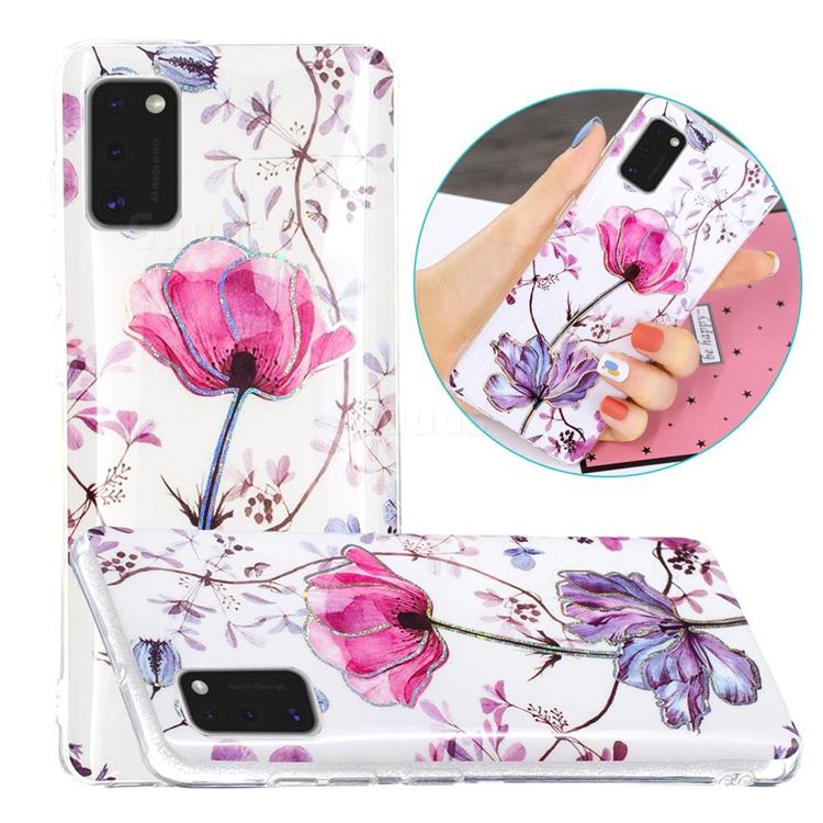 Magnolia Painted Galvanized Electroplating Soft Phone Case Cover for Samsung Galaxy A41