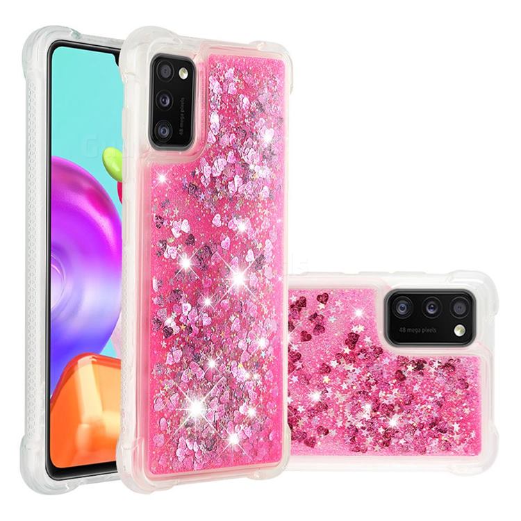 Dynamic Liquid Glitter Sand Quicksand TPU Case for Samsung Galaxy A41 - Pink Love Heart