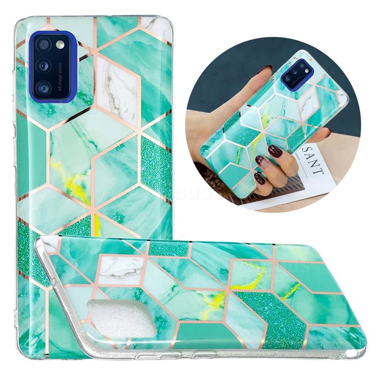 Green Glitter Painted Marble Electroplating Protective Case for Samsung Galaxy A41