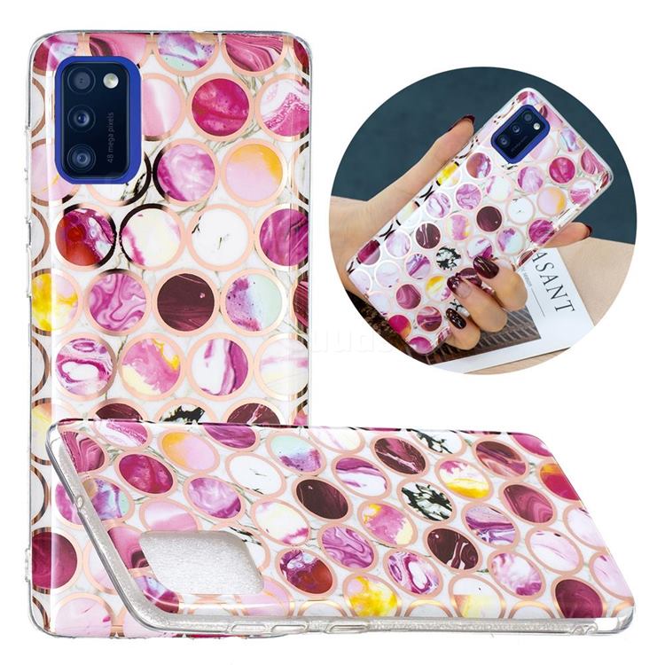 Round Puzzle Painted Marble Electroplating Protective Case for Samsung Galaxy A41
