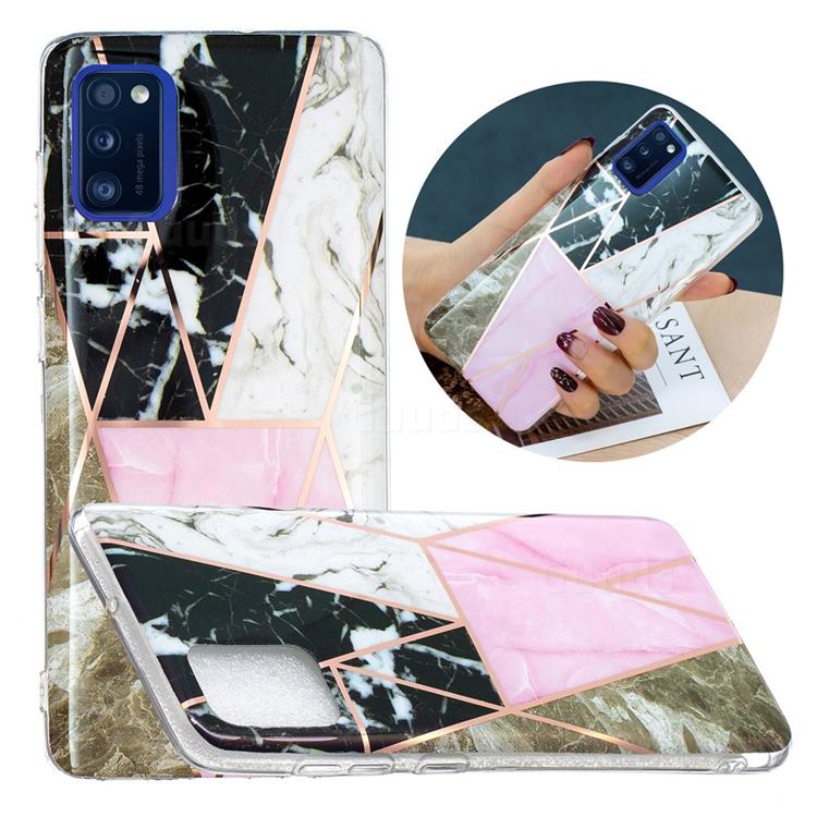 Pink and Black Painted Marble Electroplating Protective Case for Samsung Galaxy A41