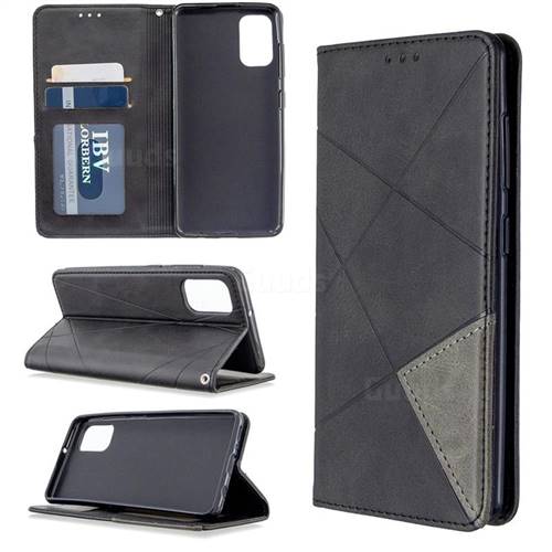 Prismatic Slim Magnetic Sucking Stitching Wallet Flip Cover for Samsung Galaxy A41 - Black