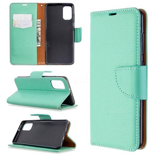 Classic Luxury Litchi Leather Phone Wallet Case for Samsung Galaxy A41 - Green