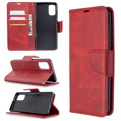 Classic Sheepskin PU Leather Phone Wallet Case for Samsung Galaxy A41 - Red