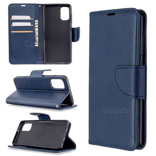 Classic Sheepskin PU Leather Phone Wallet Case for Samsung Galaxy A41 - Blue