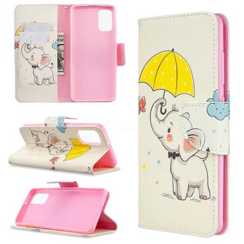 Umbrella Elephant Leather Wallet Case for Samsung Galaxy A41