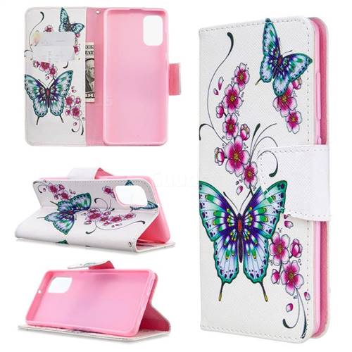 Peach Butterflies Leather Wallet Case for Samsung Galaxy A41