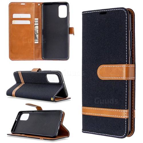 Jeans Cowboy Denim Leather Wallet Case for Samsung Galaxy A41 - Black