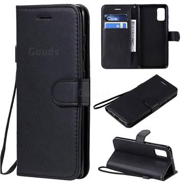 Retro Greek Classic Smooth PU Leather Wallet Phone Case for Samsung Galaxy A41 - Black