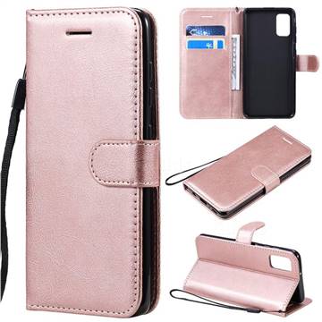 Retro Greek Classic Smooth PU Leather Wallet Phone Case for Samsung Galaxy A41 - Rose Gold