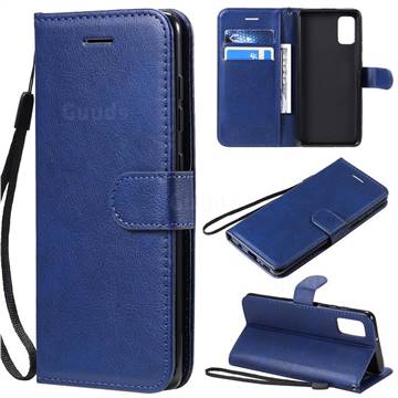 Retro Greek Classic Smooth PU Leather Wallet Phone Case for Samsung Galaxy A41 - Blue