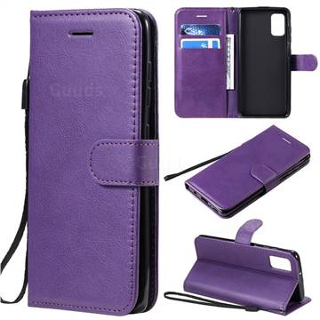 Retro Greek Classic Smooth PU Leather Wallet Phone Case for Samsung Galaxy A41 - Purple