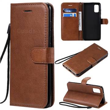 Retro Greek Classic Smooth PU Leather Wallet Phone Case for Samsung Galaxy A41 - Brown