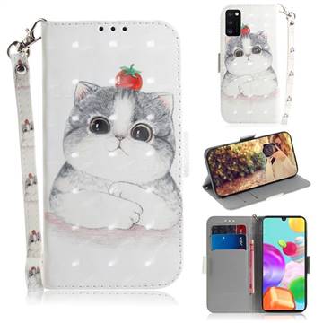 Cute Tomato Cat 3D Painted Leather Wallet Phone Case for Samsung Galaxy A41
