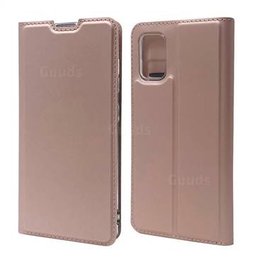 Ultra Slim Card Magnetic Automatic Suction Leather Wallet Case for Samsung Galaxy A41 - Rose Gold