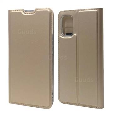 Ultra Slim Card Magnetic Automatic Suction Leather Wallet Case for Samsung Galaxy A41 - Champagne