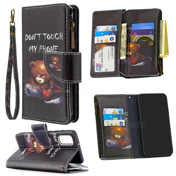 Chainsaw Bear Binfen Color BF03 Retro Zipper Leather Wallet Phone Case for Samsung Galaxy A41