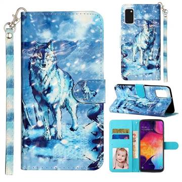 Snow Wolf 3D Leather Phone Holster Wallet Case for Samsung Galaxy A41