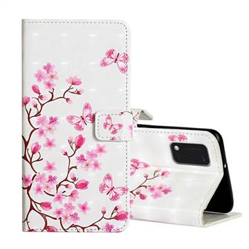 Butterfly Sakura Flower 3D Painted Leather Phone Wallet Case for Samsung Galaxy A41