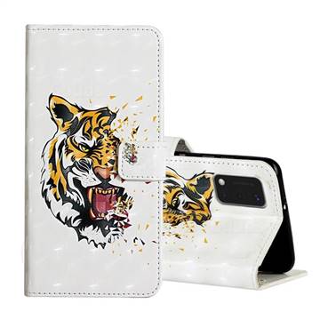 Toothed Tiger 3D Painted Leather Phone Wallet Case for Samsung Galaxy A41