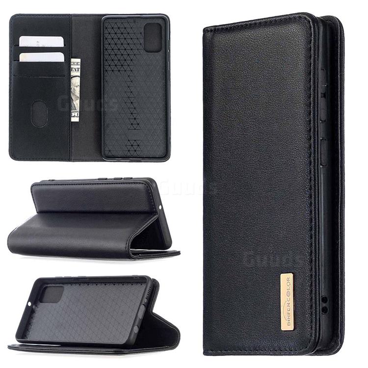 Binfen Color BF06 Luxury Classic Genuine Leather Detachable Magnet Holster Cover for Samsung Galaxy A41 - Black