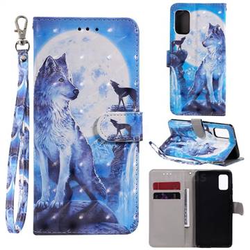Ice Wolf 3D Painted Leather Wallet Phone Case for Samsung Galaxy A41