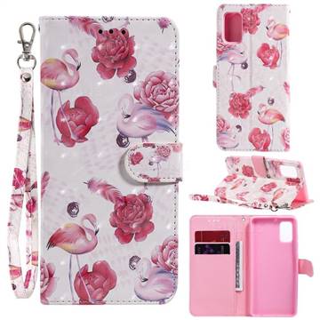 Flamingo 3D Painted Leather Wallet Phone Case for Samsung Galaxy A41