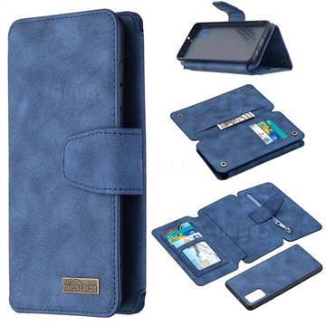 Binfen Color BF07 Frosted Zipper Bag Multifunction Leather Phone Wallet for Samsung Galaxy A41 - Blue