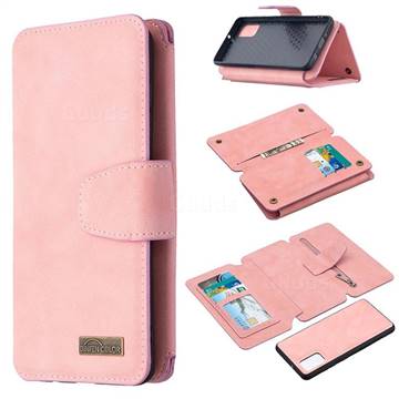 Binfen Color BF07 Frosted Zipper Bag Multifunction Leather Phone Wallet for Samsung Galaxy A41 - Pink
