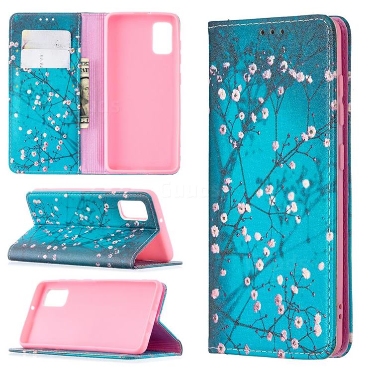 Plum Blossom Slim Magnetic Attraction Wallet Flip Cover for Samsung Galaxy A41