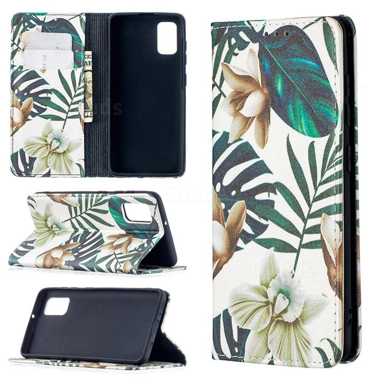 Flower Leaf Slim Magnetic Attraction Wallet Flip Cover for Samsung Galaxy A41