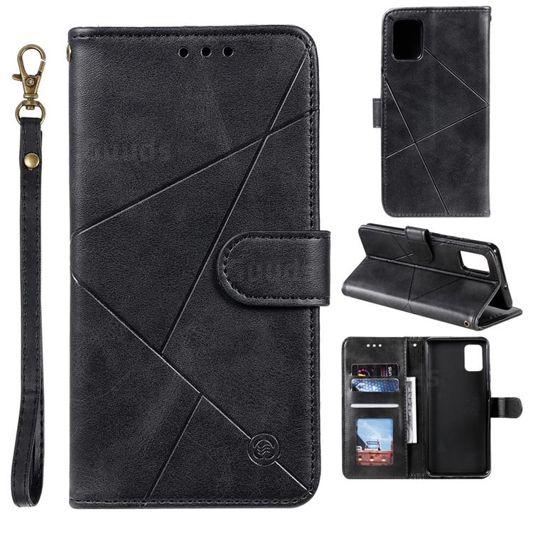 Embossing Geometric Leather Wallet Case for Samsung Galaxy A41 - Black