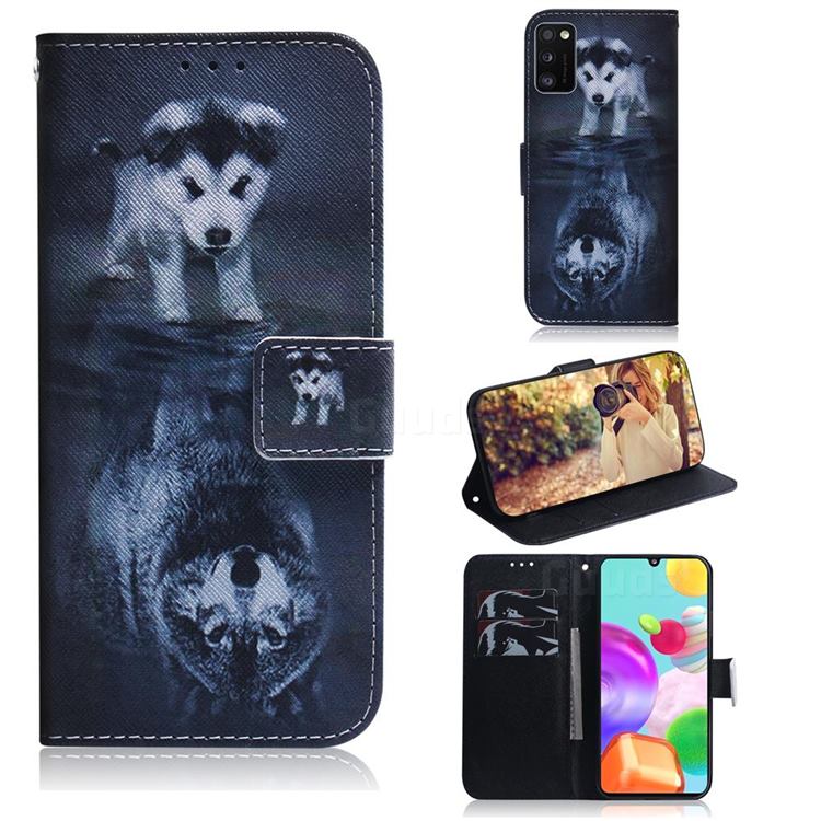 Wolf and Dog PU Leather Wallet Case for Samsung Galaxy A41