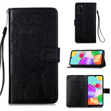 Embossing Dream Catcher Mandala Flower Leather Wallet Case for Samsung Galaxy A41 - Black