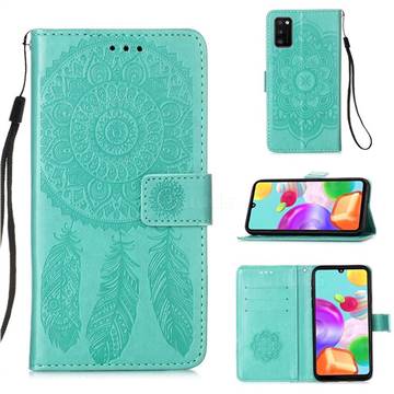 Embossing Dream Catcher Mandala Flower Leather Wallet Case for Samsung Galaxy A41 - Green