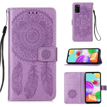 Embossing Dream Catcher Mandala Flower Leather Wallet Case for Samsung Galaxy A41 - Purple