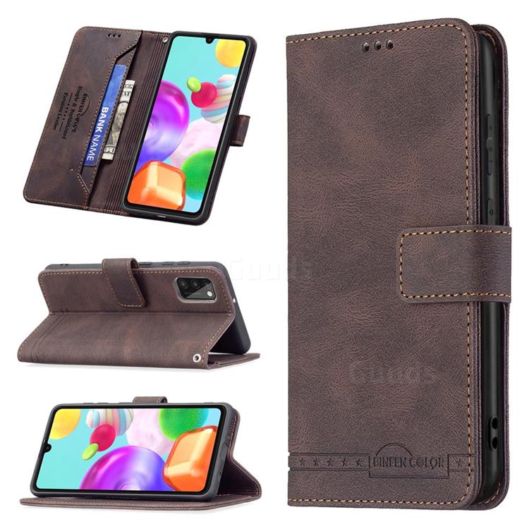 Binfen Color RFID Blocking Leather Wallet Case for Samsung Galaxy A41 - Brown