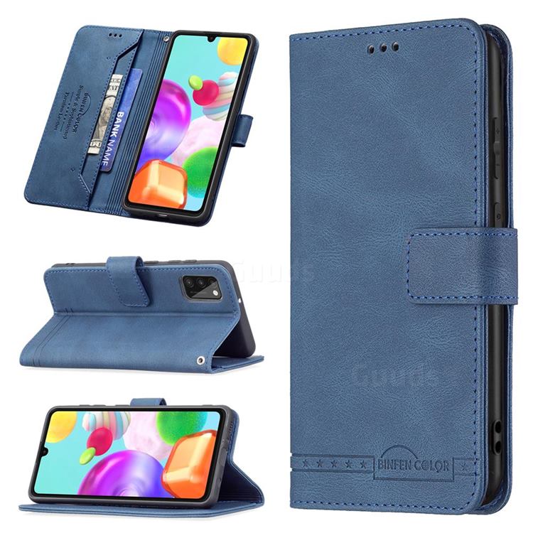 Binfen Color RFID Blocking Leather Wallet Case for Samsung Galaxy A41 - Blue