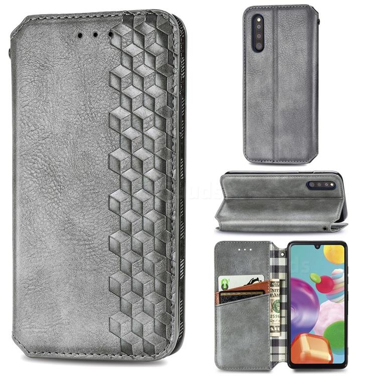 Ultra Slim Fashion Business Card Magnetic Automatic Suction Leather Flip Cover for Samsung Galaxy A41 Japan SC-41A SCV48 - Grey