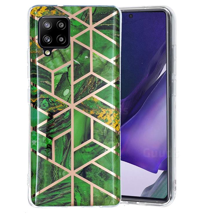 Green Rhombus Galvanized Rose Gold Marble Phone Back Cover for Samsung Galaxy A42 5G