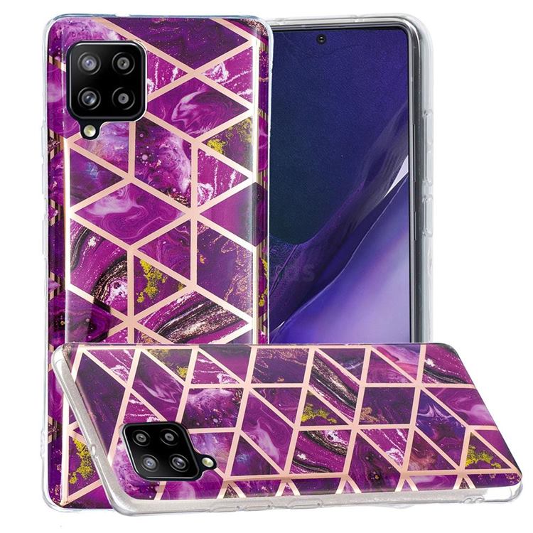 Purple Rhombus Galvanized Rose Gold Marble Phone Back Cover for Samsung Galaxy A42 5G