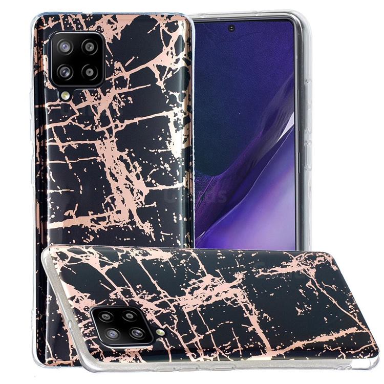 Black Galvanized Rose Gold Marble Phone Back Cover for Samsung Galaxy A42 5G