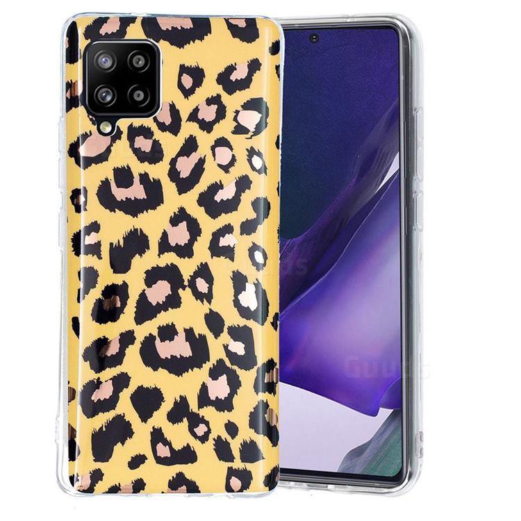 Leopard Galvanized Rose Gold Marble Phone Back Cover for Samsung Galaxy A42 5G